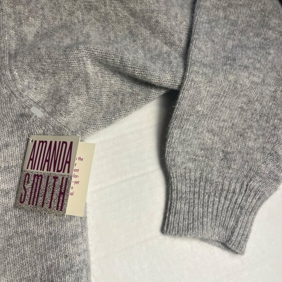 Amanda Smith S Gray lambsWool-Blend Sweater Button-Up Collar & Pocket Womens - Picture 8 of 12